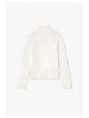 Ganni - Elfenbensfarvet rullekravebluse med gennemsigtigt print