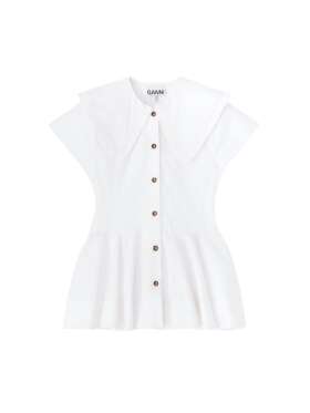 Ganni - Kort flæseskjorte i bomuld