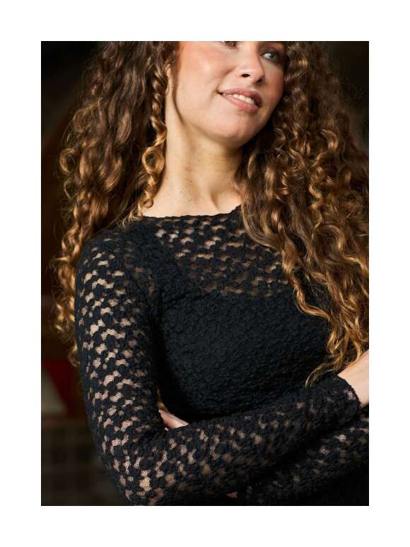 Black Colour - BLAIR LS LACE Blondebluse