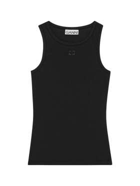 Ganni - Sort tanktop i blød rib bomuld