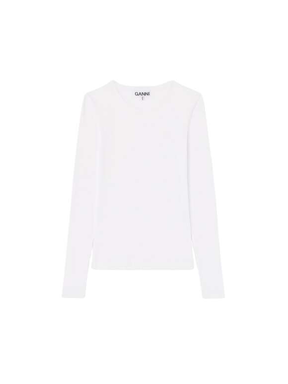 Ganni - Langærmet, ribbet top