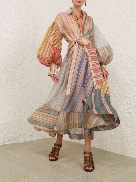 Zimmermann - STRIPED MIDI DRESS Imposant Kjole