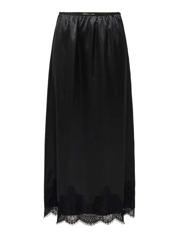 Only - SATIN NEDERDEL MED BLONDEKANT