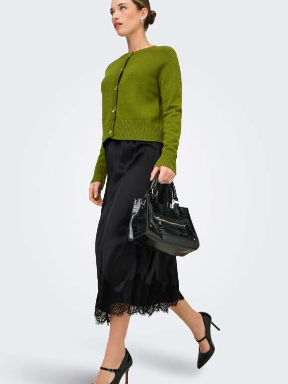 Only - SATIN NEDERDEL MED BLONDEKANT