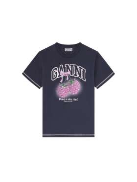 Ganni - T-shirt med hindbær