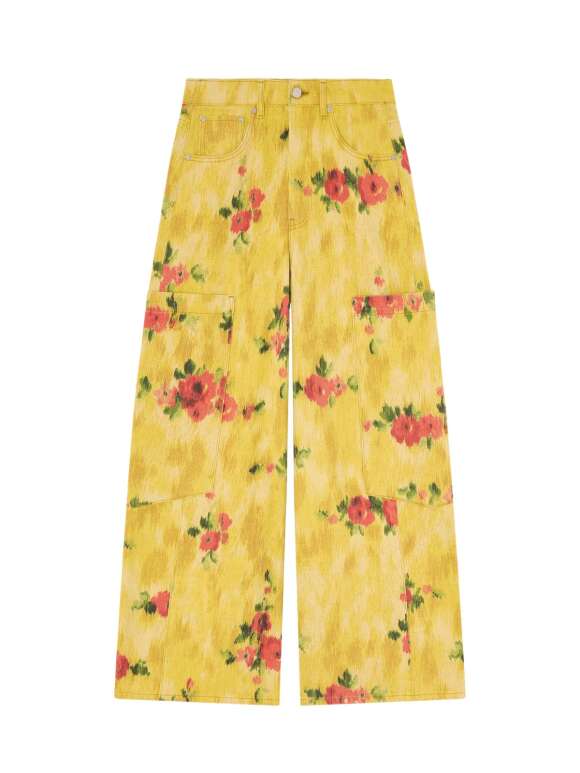 Ganni - Baggy jeans i printet denim