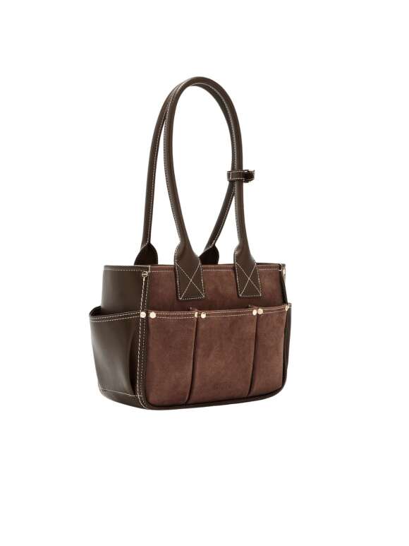 Ganni - Lille Posy taske i brunt ruskind