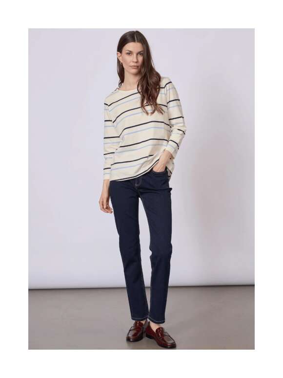 REDGREEN - CROCO Feminin Stribet Bluse