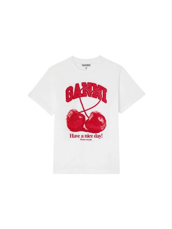 Ganni - T-SHIRT MED KIRSEBÆR