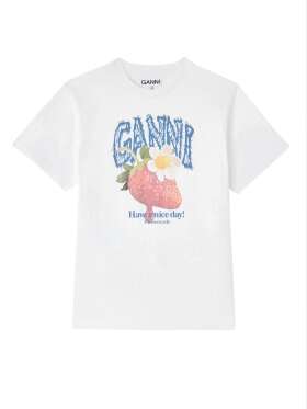 Ganni - T-shirt Med Jordbær
