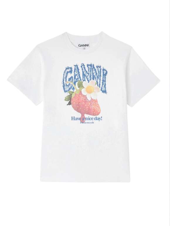 Ganni - T-shirt Med Jordbær