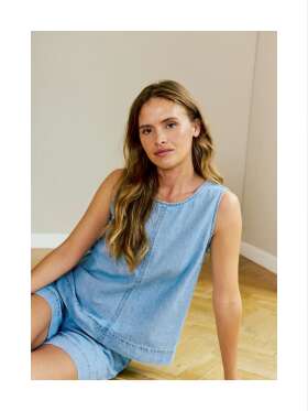 FREEQUENT - LISEA Sommer Denim Bluse