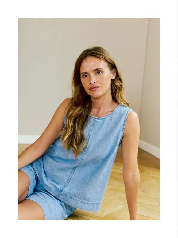 FREEQUENT - LISEA Sommer Denim Bluse
