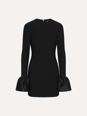 ROTATE - Frill Sleeved Mini Dress Black