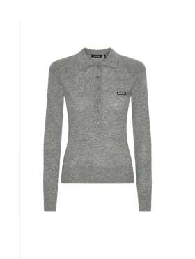 ROTATE - Wool Longleeve Polo Grey