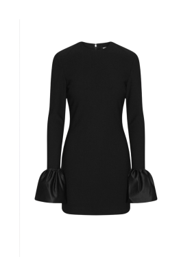 ROTATE - Frill Sleeved Mini Dress Black