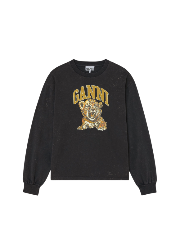 Ganni - Langærmet T-shirt med tiger