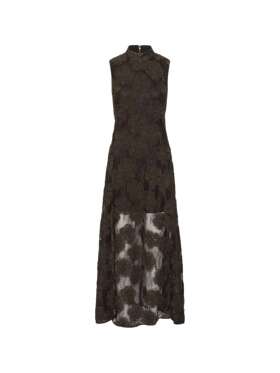 ROTATE - 3d Flower Maxi Dress Dark Brown