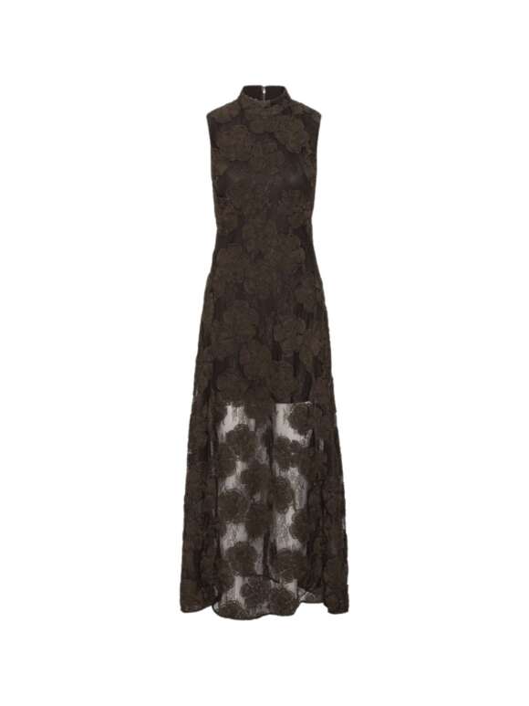 ROTATE - 3d Flower Maxi Dress Dark Brown