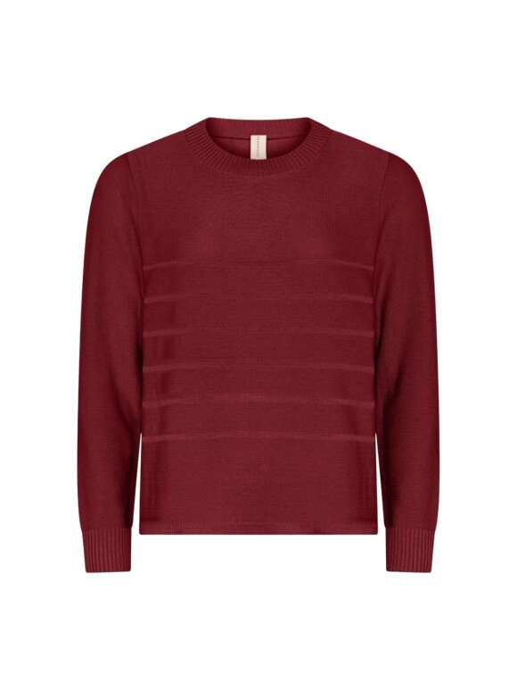 Skovhuus - Finstrikket bluse med rund hals
