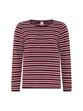 Skovhuus - Finstrikket bluse med smalle striber Skovhuus - Finstrikket bluse med smalle striber