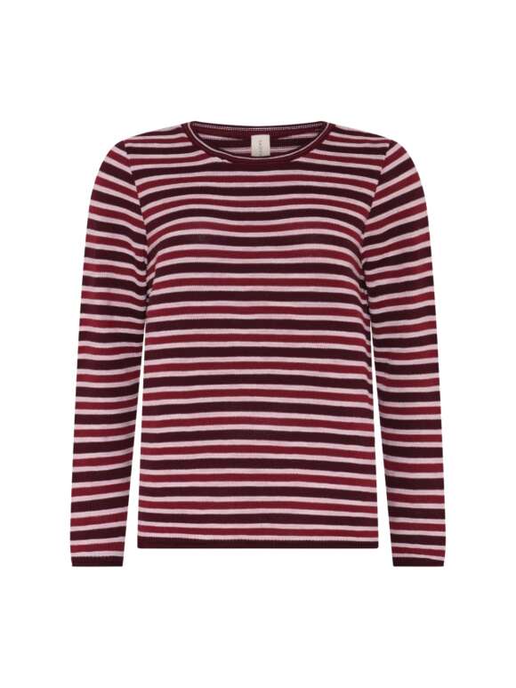 Skovhuus - Finstrikket bluse med smalle striber