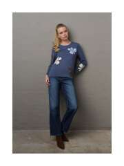 Skovhuus - Finstrikket bluse med blomsterprint Skovhuus - Finstrikket bluse med blomsterprint