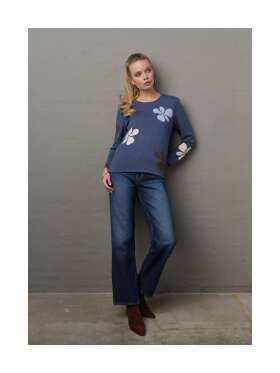Skovhuus - Finstrikket bluse med blomsterprint Skovhuus - Finstrikket bluse med blomsterprint