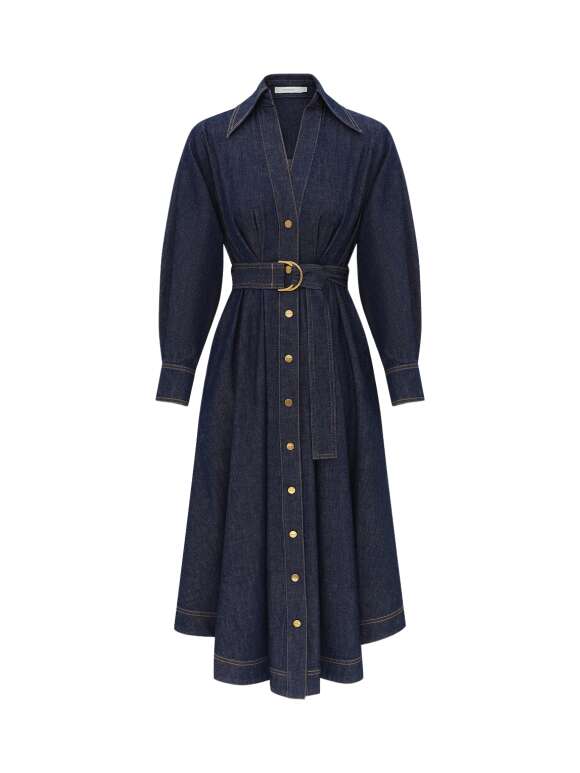 Zimmermann - DENIM MIDI SHIRT KJOLE