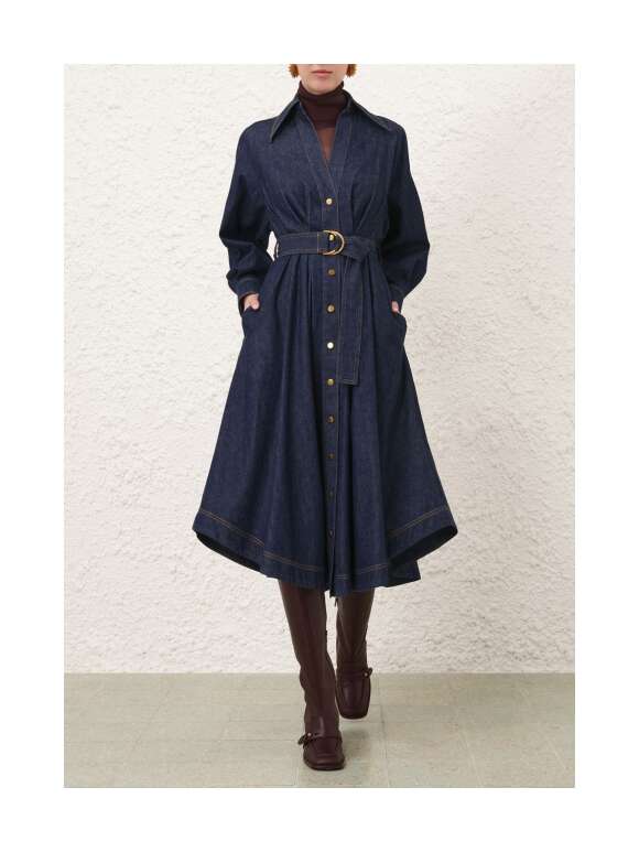 Zimmermann - DENIM MIDI SHIRT KJOLE