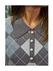 Neo Noir - Gia Check Knit Blouse Neo Noir - Gia Check Knit Blouse
