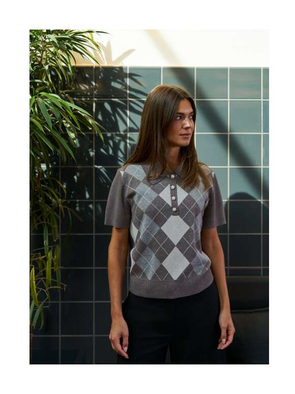 Neo Noir - Gia Check Knit Blouse
