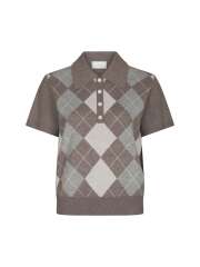 Neo Noir - Gia Check Knit Blouse Neo Noir - Gia Check Knit Blouse