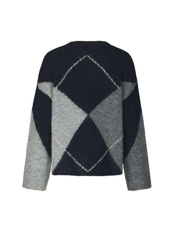 Neo Noir - Inga Check Fluff Knit Blouse