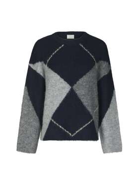Neo Noir - Inga Check Fluff Knit Blouse