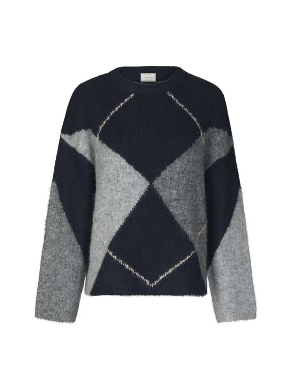 Neo Noir - Inga Check Fluff Knit Blouse