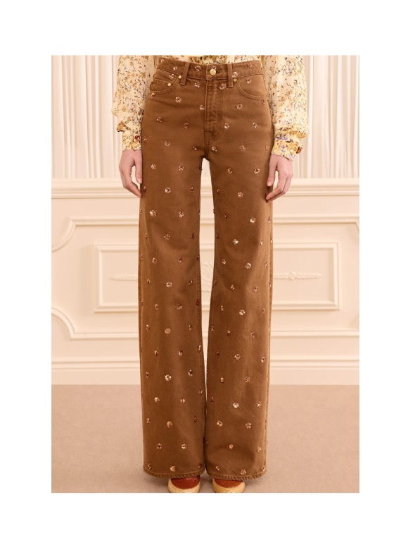 Ulla Johnson - The Willow Embellished Wide Leg Jean
