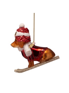Vondels - Hund på Ski Julekugle