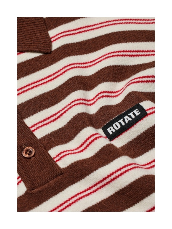 ROTATE - ROTATE Slinky Knit Striped Polo
