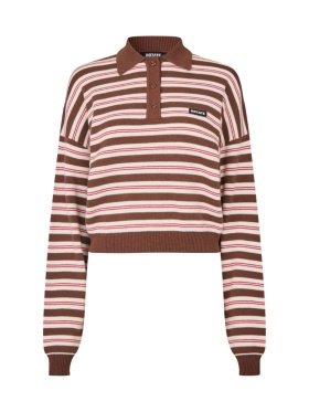 ROTATE - ROTATE Slinky Knit Striped Polo ROTATE - ROTATE Slinky Knit Striped Polo