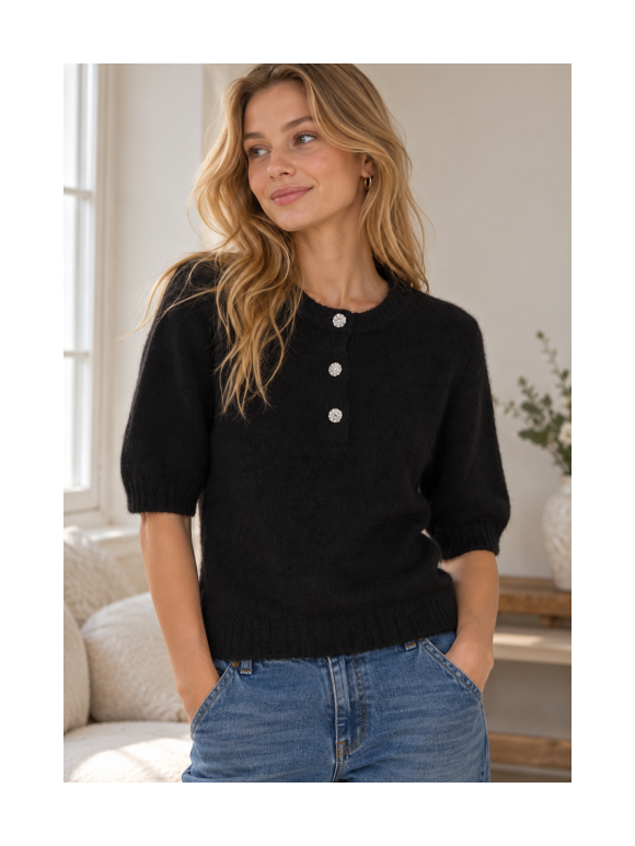 Only - ONLY Maggie SS Button O-Neck