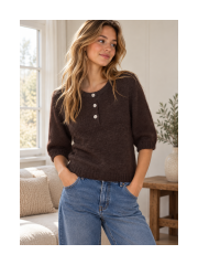 Only - ONLY Maggie SS Button O-Neck Only - ONLY Maggie SS Button O-Neck