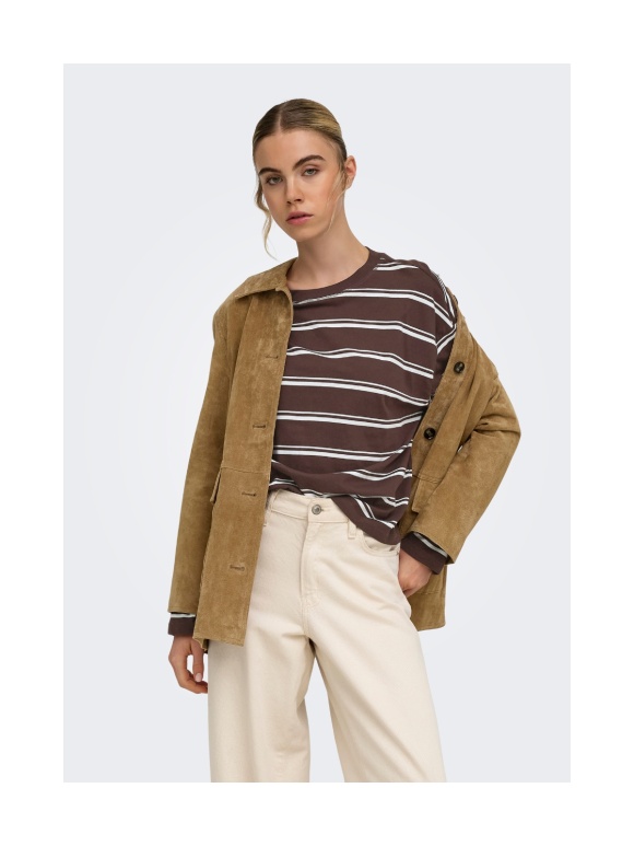 Only - HAPPY L/S STRIPE TEE