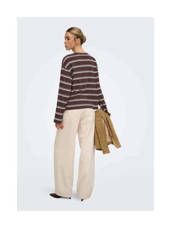 Only - HAPPY L/S STRIPE TEE