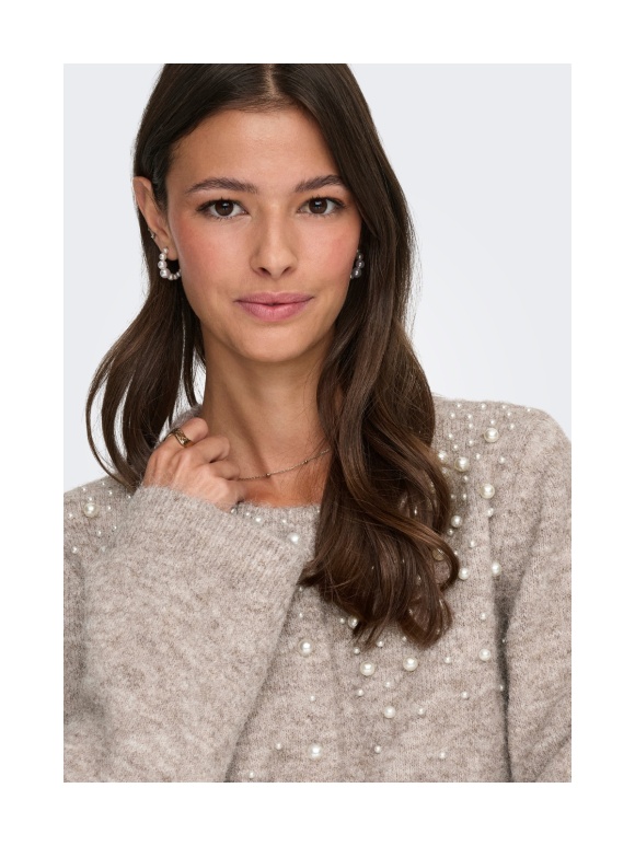 Only - MIGGIE LS O-NECK PEARL CARDIGAN