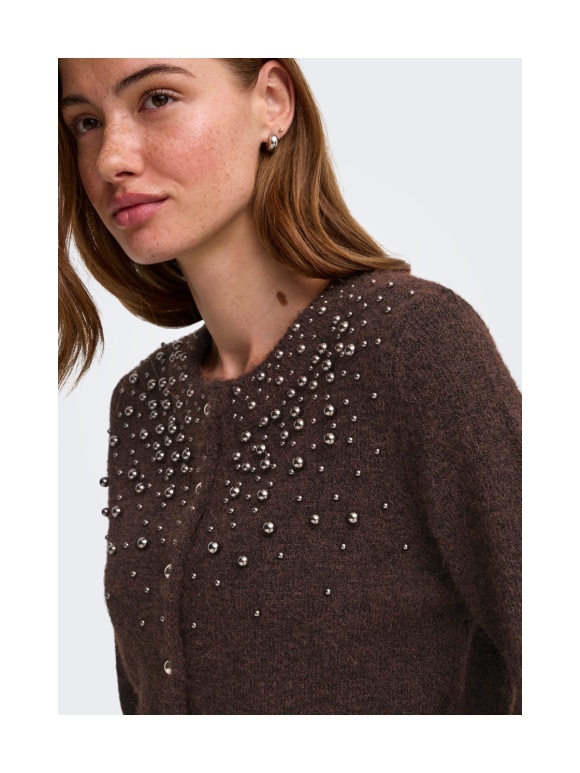 Only - MIGGIE LS O-NECK PEARL CARDIGAN