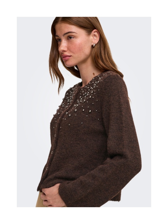 Only - MIGGIE LS O-NECK PEARL CARDIGAN