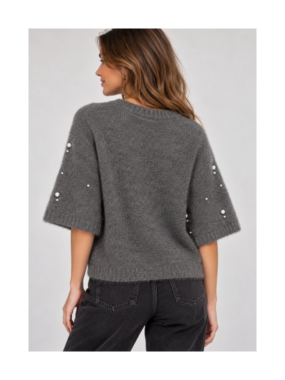 Only - DOLLY SS PEARL O-NECK KNIT