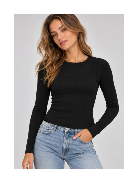 Only - JILLI L/S O-NECK DOUBLE TOP 