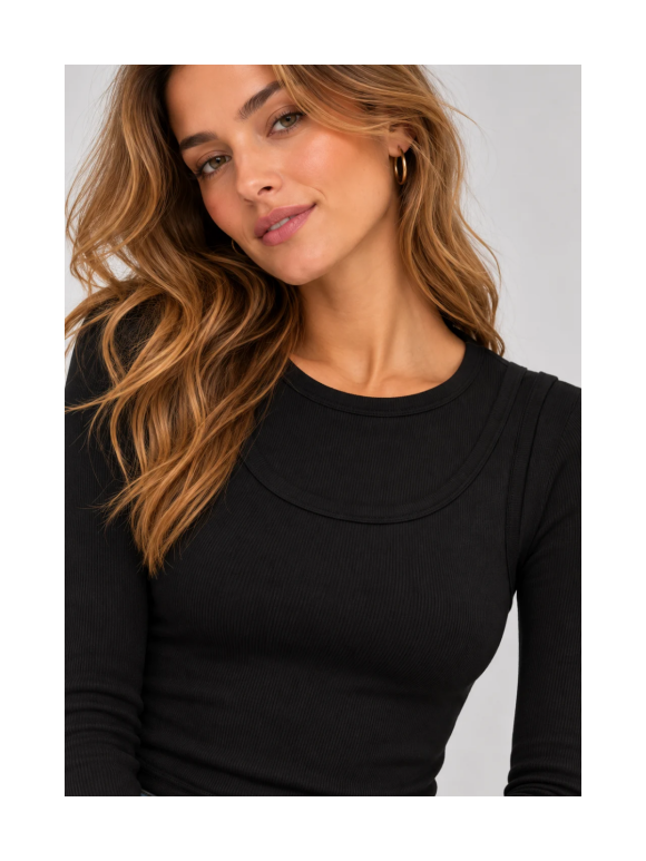 Only - JILLI L/S O-NECK DOUBLE TOP 